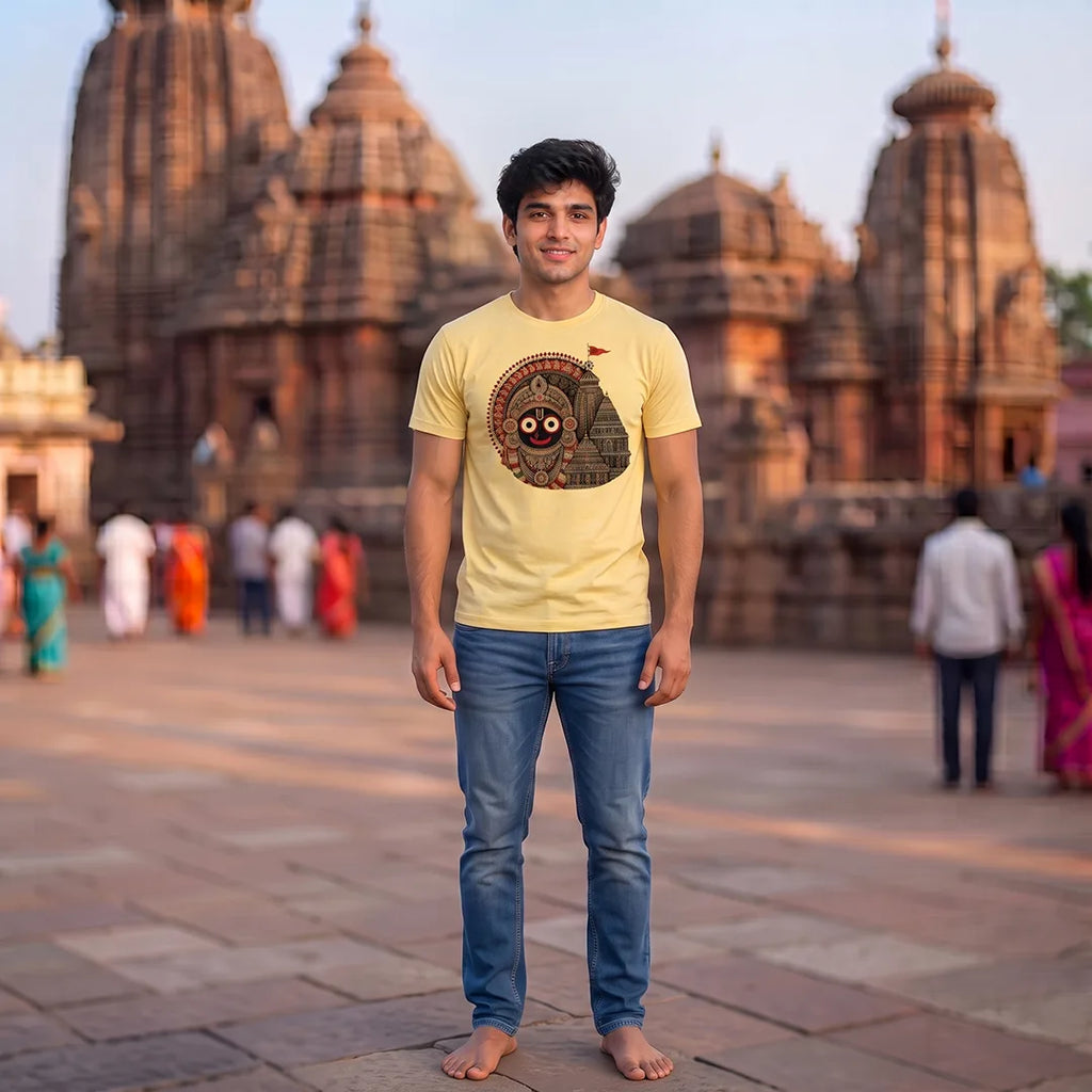 Men's Jagannath Puri Printed Round Neck Regular Fit T-Shirt (180 GSM)