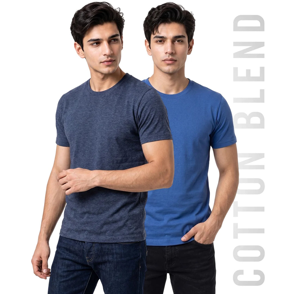 Premium Men's Cotton Blend Round Neck T-Shirt - Regular Fit, 180 GSM, Double Bio-Wash