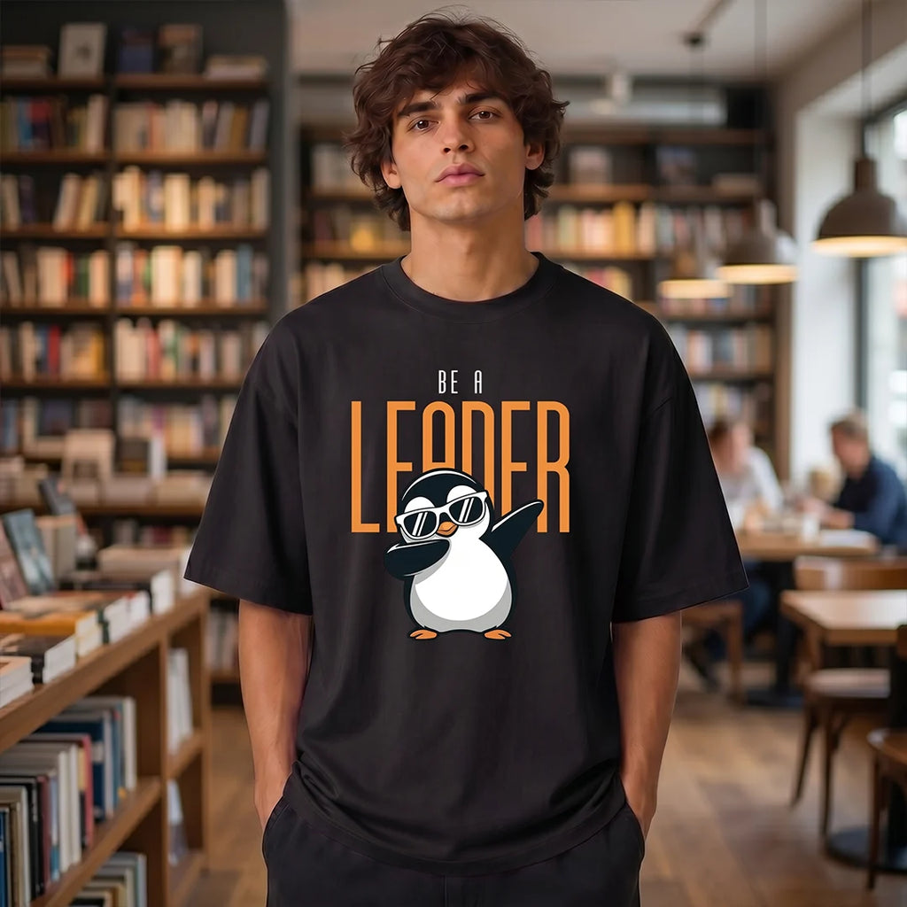 Excello Premium Oversized Graphic T-Shirt | 240 GSM Pure Cotton | Be A Leader
