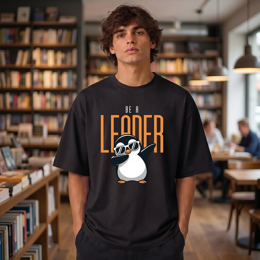 Excello Premium Oversized Graphic T-Shirt | 240 GSM Pure Cotton | Be A Leader