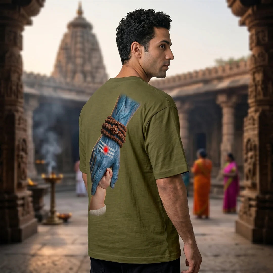 Mahadev Art Printed Heavyweight Oversized Tee | 240 GSM Breathable Drop Shoulder T-Shirt