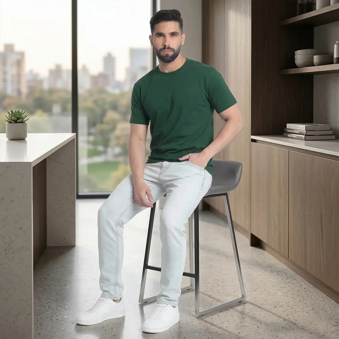 Excello  Pure Cotton Round Neck T-shirt, 180 GSM, Lightweight Premium Feel