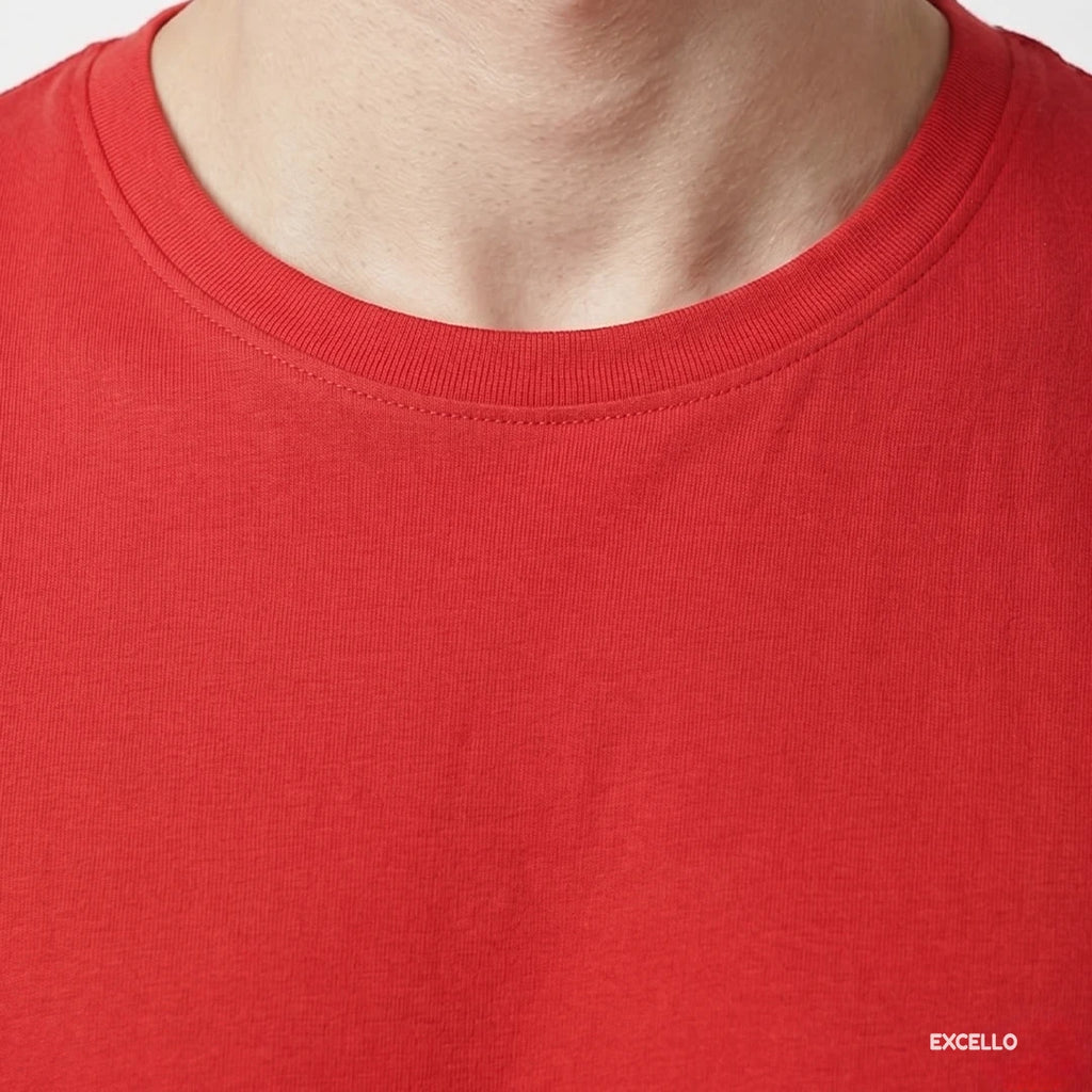 Premium Men's Cotton Blend T-Shirt | 180 GSM Bio-Washed | Excello Embroidered Logo