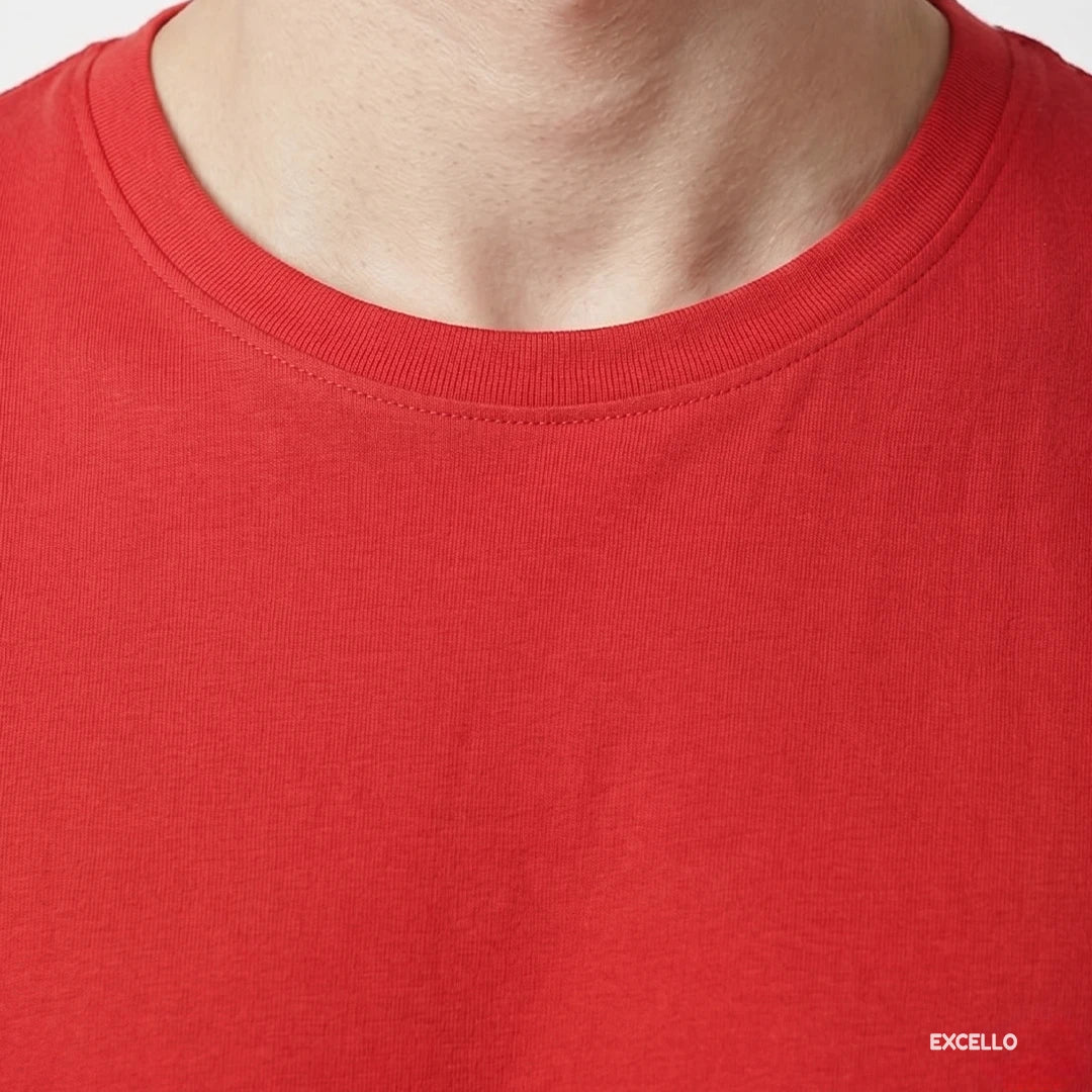 Premium Men's Cotton Blend T-Shirt | 180 GSM Bio-Washed | Excello Embroidered Logo