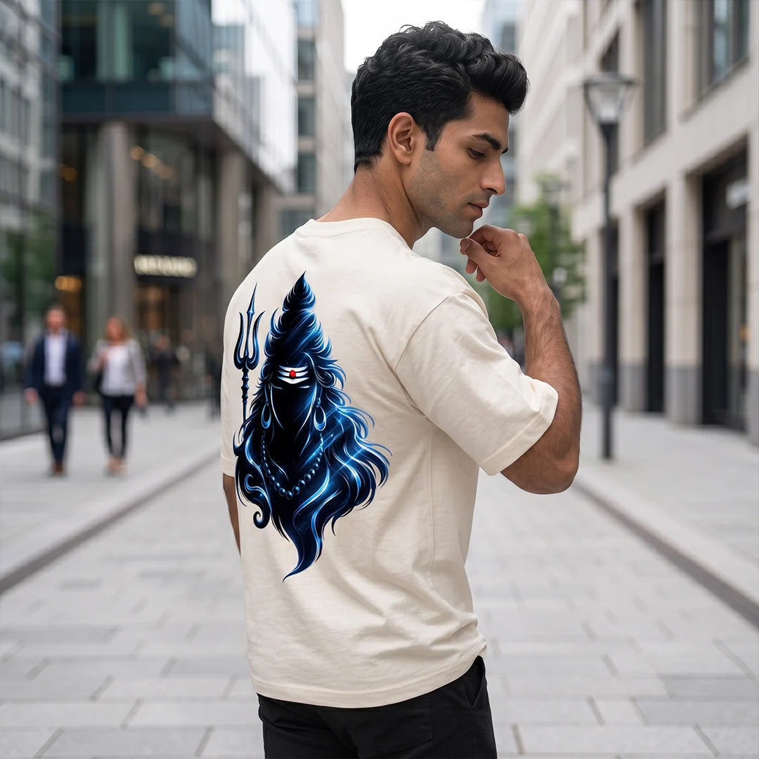 Premium Neelkanth Mahadev Oversized Pure Cotton T-Shirt | 240 GSM Heavyweight Spiritual Streetwear Graphic Tee