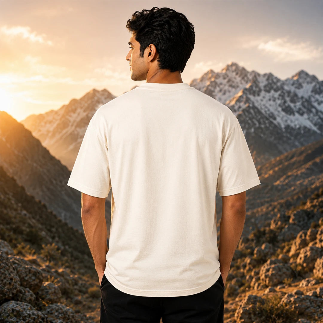 Men's Oversized Graphic T-Shirt - Kargil Indian Air Force Tribute, 240 GSM Pure Cotton, Bio-Washed