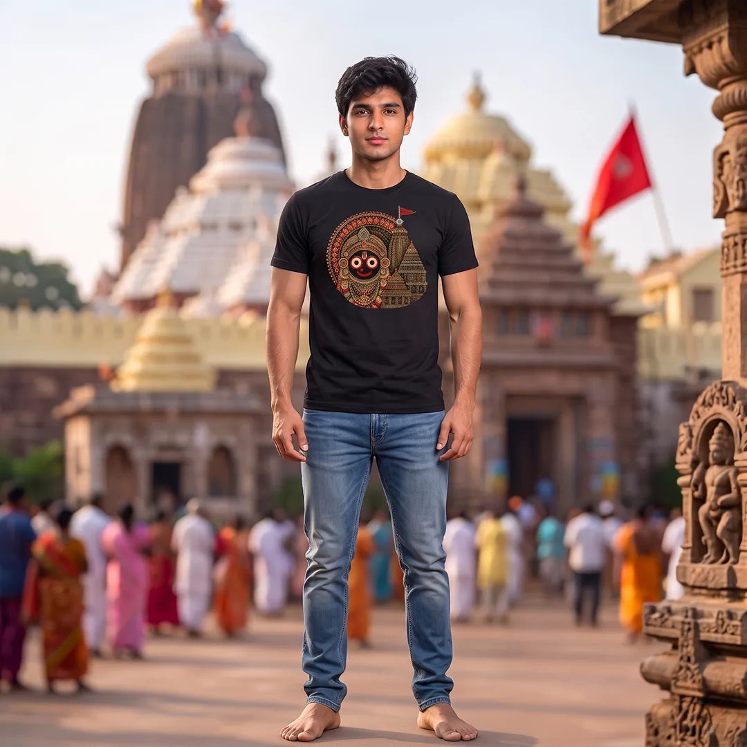Men's Jagannath Puri Printed Round Neck Regular Fit T-Shirt (180 GSM)