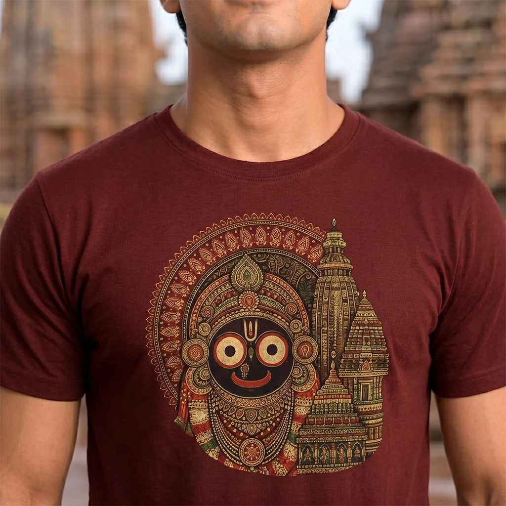 Men's Jagannath Puri Printed Round Neck Regular Fit T-Shirt (180 GSM)