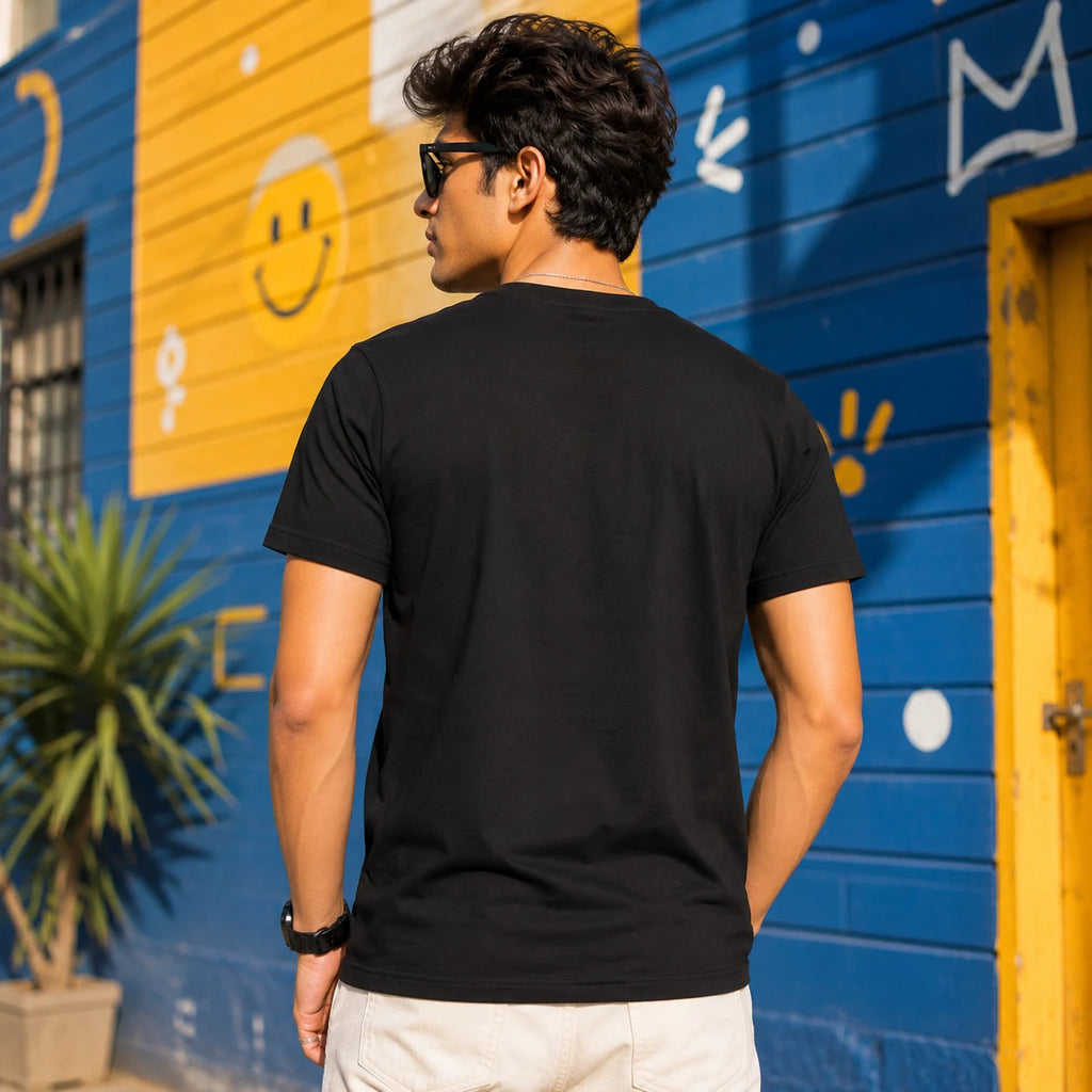 EXCELLO Men’s Plain Cotton T-Shirt (Regular Fit, Round Neck)