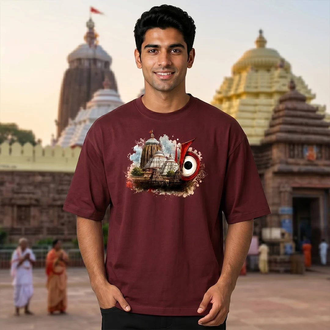 Premium Puri Jagannath Temple Graphic Oversized T-Shirt - 240 GSM Pure Cotton