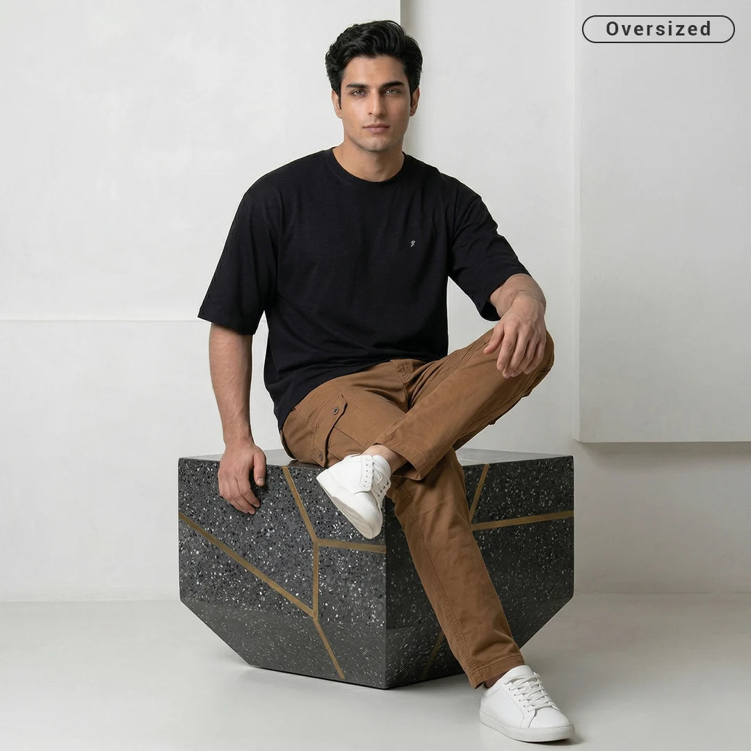 Premium 240 GSM Heavyweight Oversized T-Shirt – 100% Pure Cotton Minimalist Chest Logo Tee