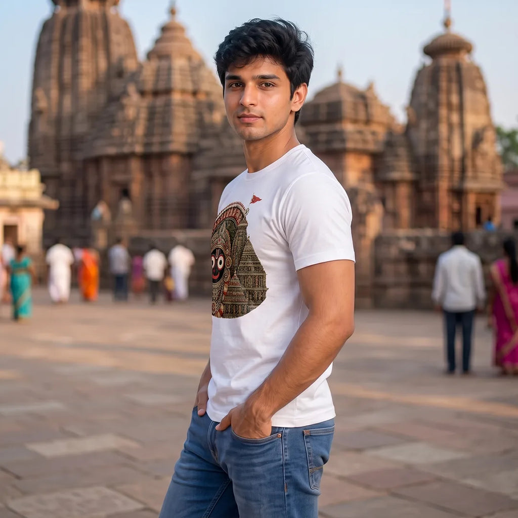 Men's Jagannath Puri Printed Round Neck Regular Fit T-Shirt (180 GSM)