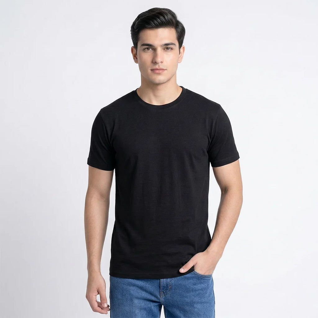 Premium Men’s Round Neck Pure Cotton T-Shirt Combo – 180 GSM Biowashed Regular Fit Half Sleeve Tees (Pack of 3)