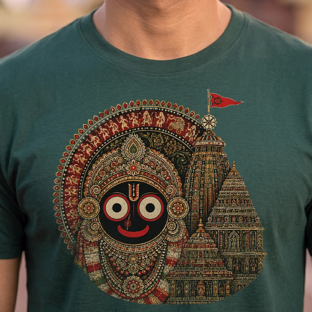 Men's Jagannath Puri Printed Round Neck Regular Fit T-Shirt (180 GSM)