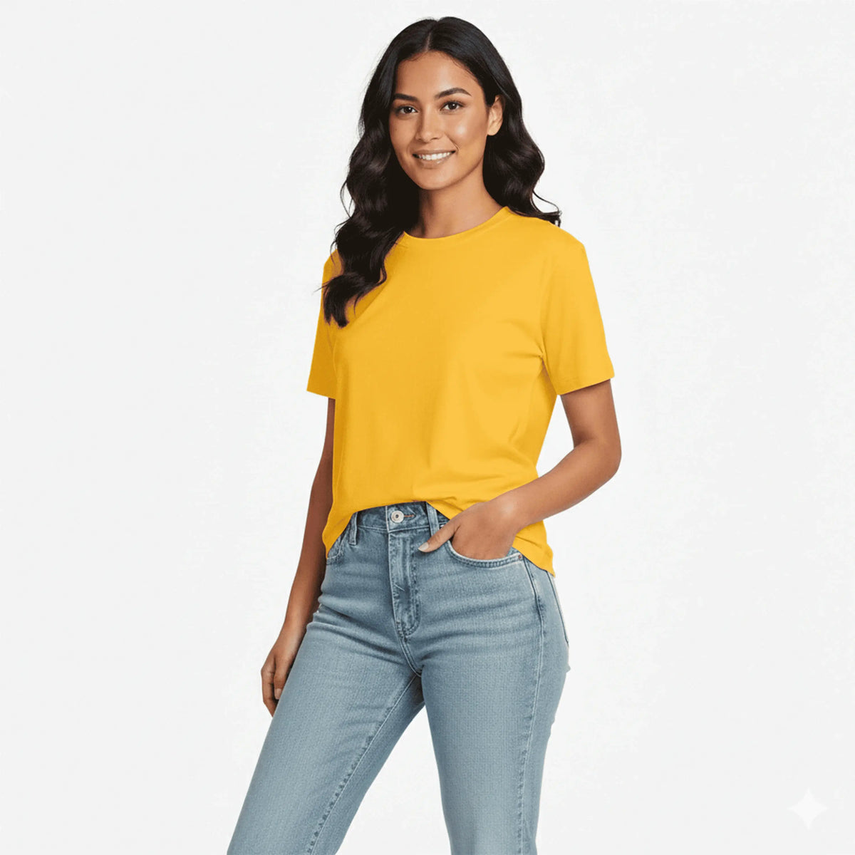 Premium 100% Organic Cotton Women’s Regular Fit Crew Neck T-Shirt – 180 GSM Bio-Washed Comfort Tee