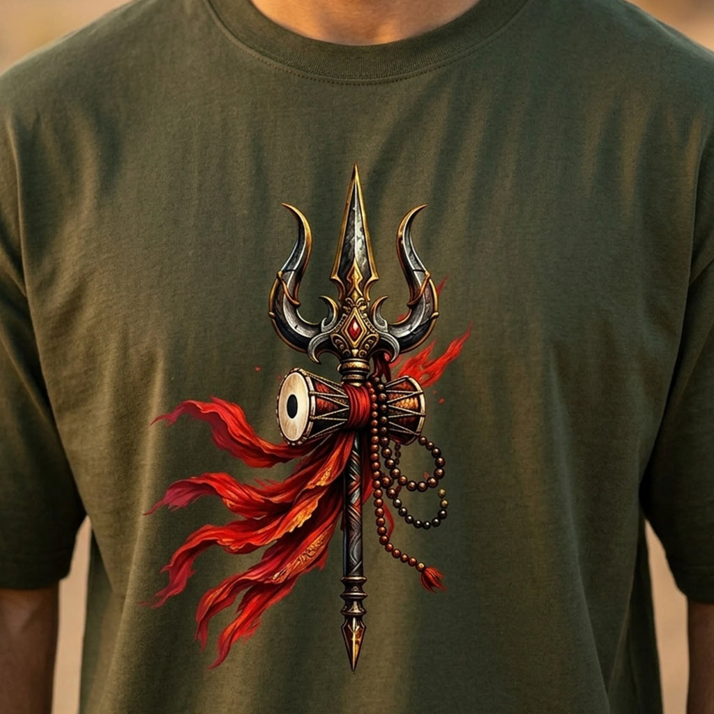Mahakal Lord Shiva Printed Oversized T-Shirt for Men | Premium 240 GSM Heavyweight Cotton Graphic Streetwear Tee