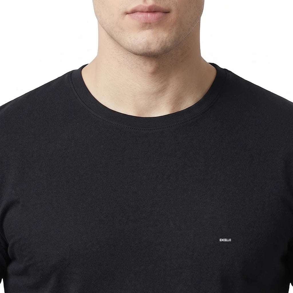 Premium Men's Cotton Blend T-Shirt | 180 GSM Bio-Washed | Excello Embroidered Logo