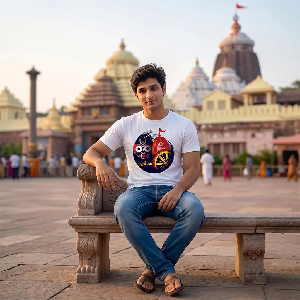 Lord Jagannath Devotional Festival Graphic T-Shirt – 180 GSM Heavyweight Half Sleeve Tee