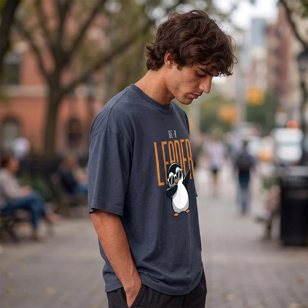 Excello Premium Oversized Graphic T-Shirt | 240 GSM Pure Cotton | Be A Leader