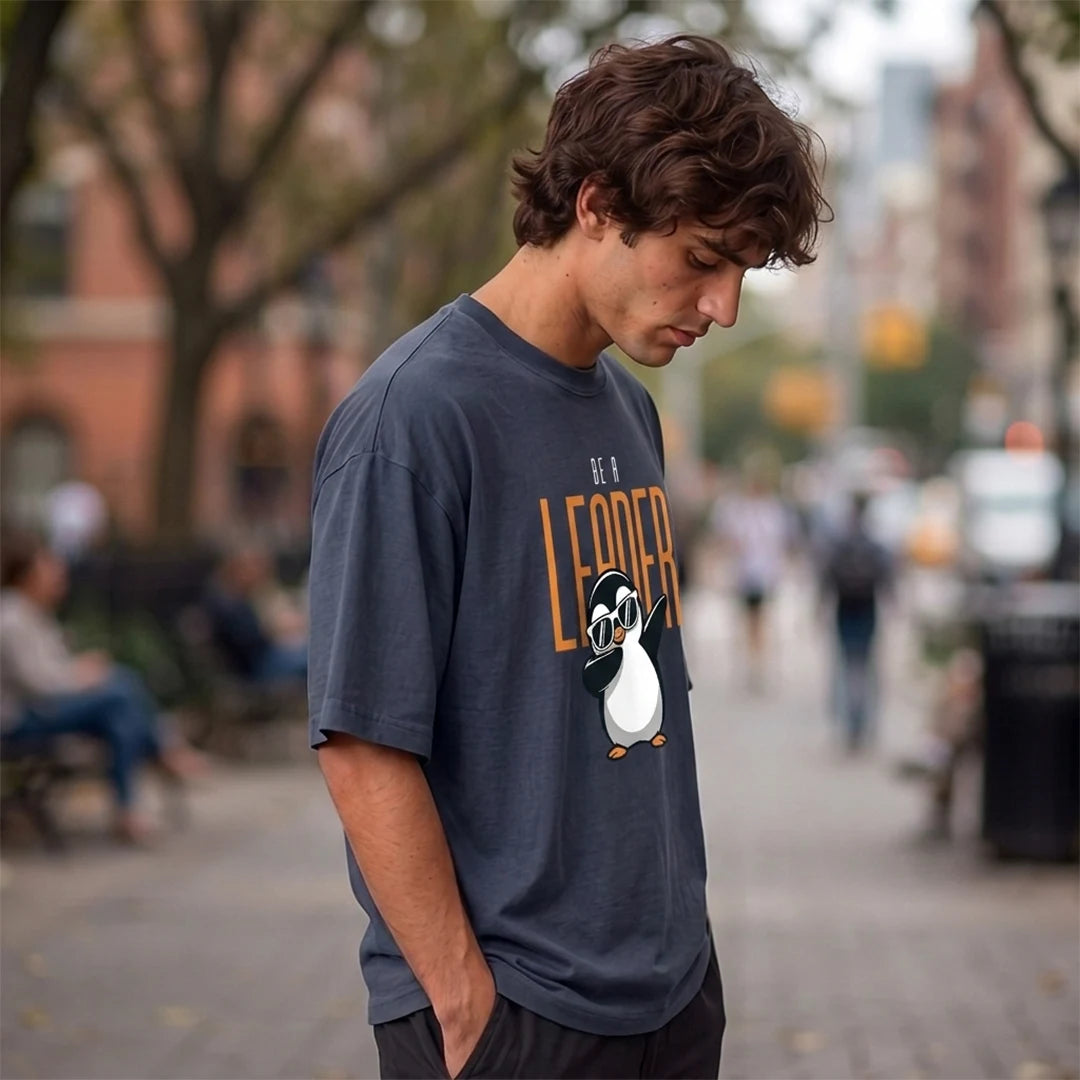 Excello Premium Oversized Graphic T-Shirt | 240 GSM Pure Cotton | Be A Leader