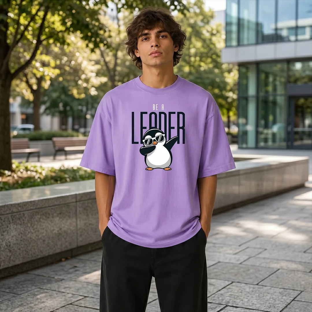 Excello Premium Oversized Graphic T-Shirt | 240 GSM Pure Cotton | Be A Leader