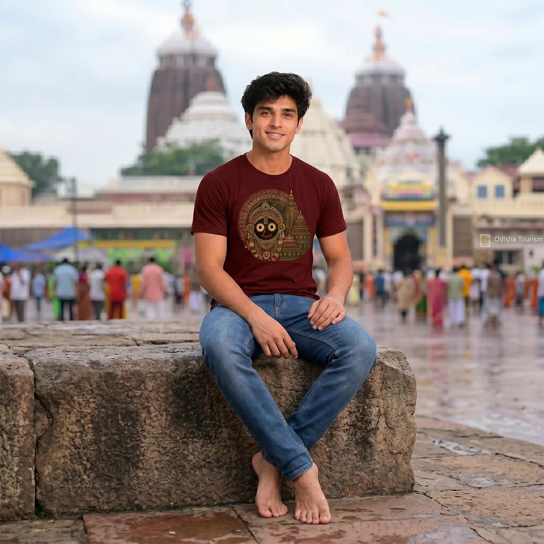 Men's Jagannath Puri Printed Round Neck Regular Fit T-Shirt (180 GSM)
