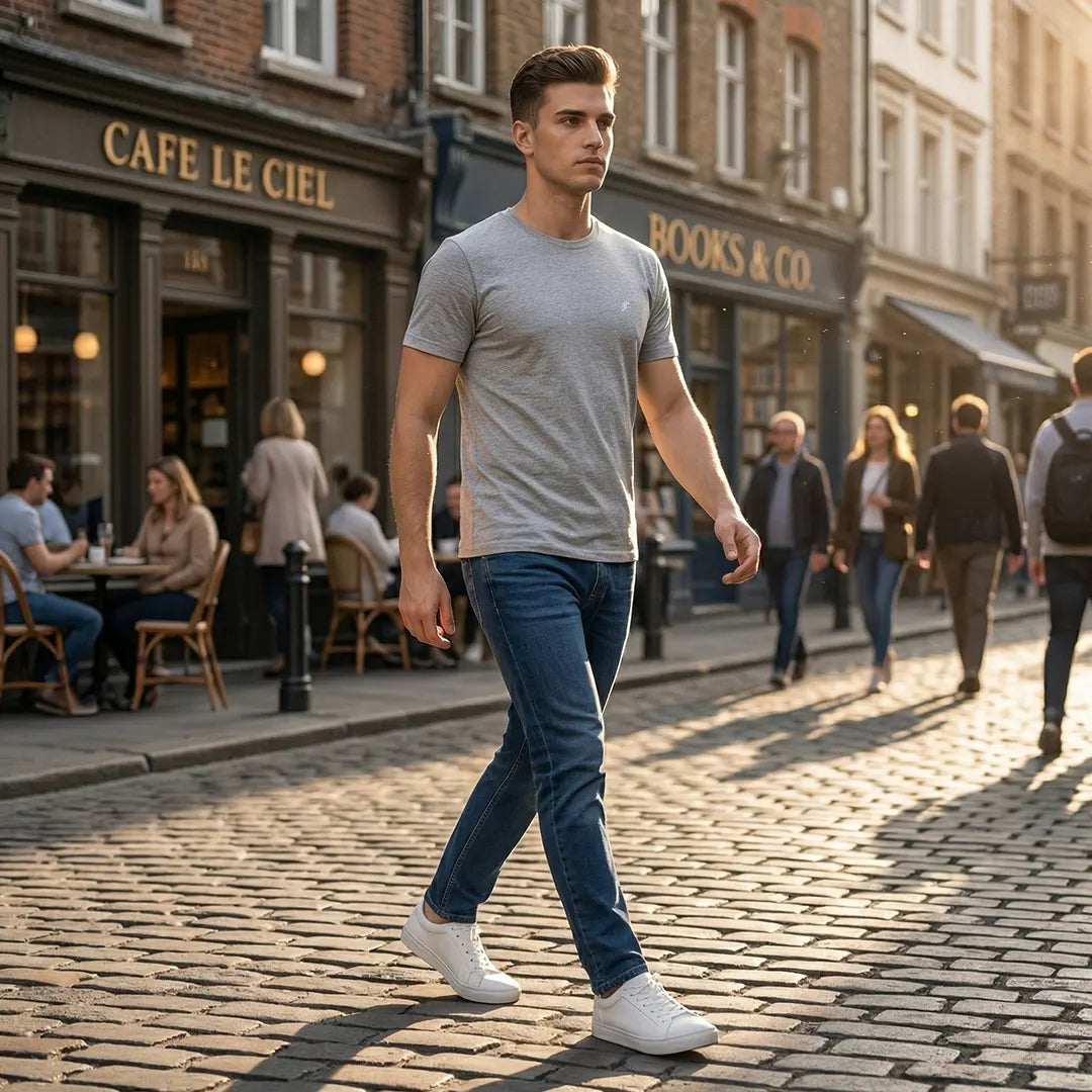 Men's Regular Fit Crew Neck T-Shirt, 100% Pure Cotton, 180 GSM, Breathable Everyday Wear