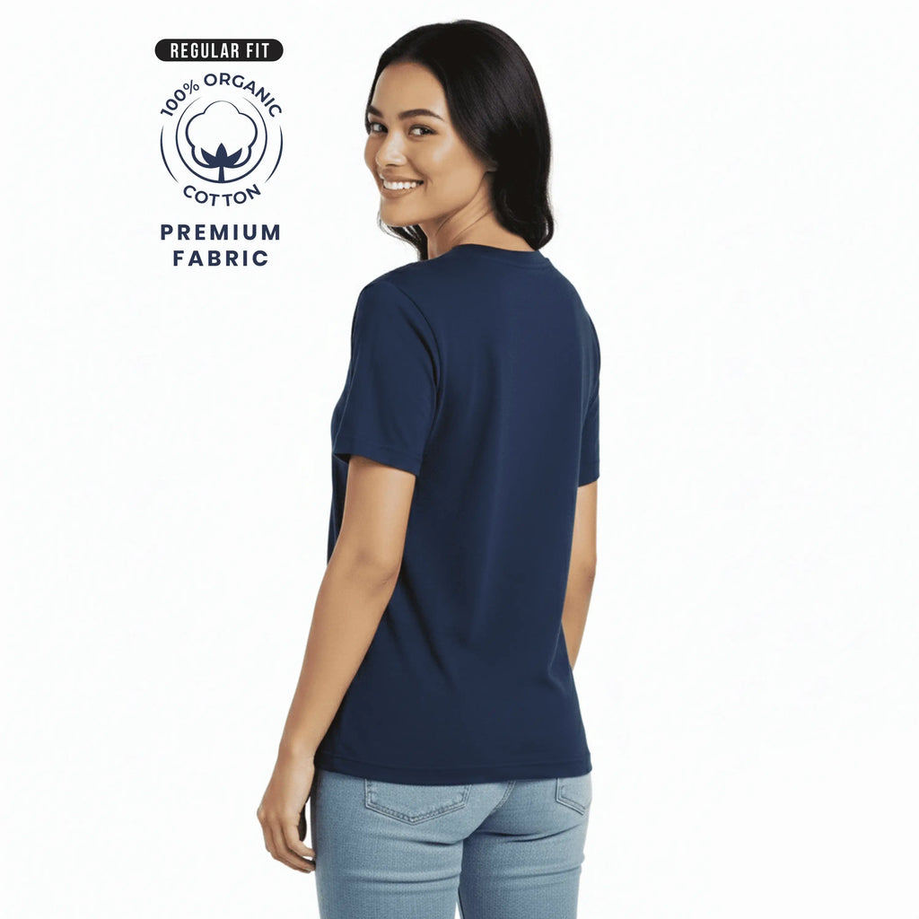 Premium 100% Organic Cotton Women’s Regular Fit Crew Neck T-Shirt – 180 GSM Bio-Washed Comfort Tee