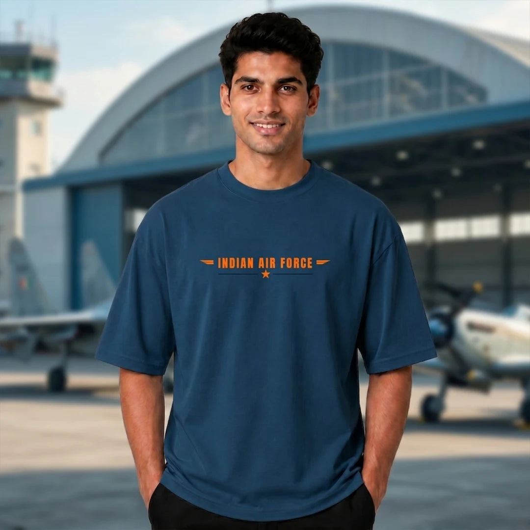 Men's Oversized Graphic T-Shirt - Operation Safed Sagar IAF Tribute, 240 GSM Pure Cotton, Bio-Washed