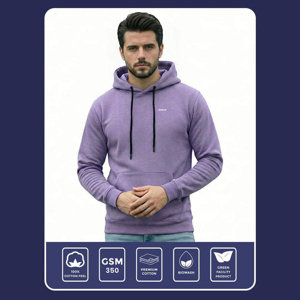 Excello Men’s Premium  Hoodie | Heavyweight Cotton | Bio-Washed Winter Pullover Hoodies