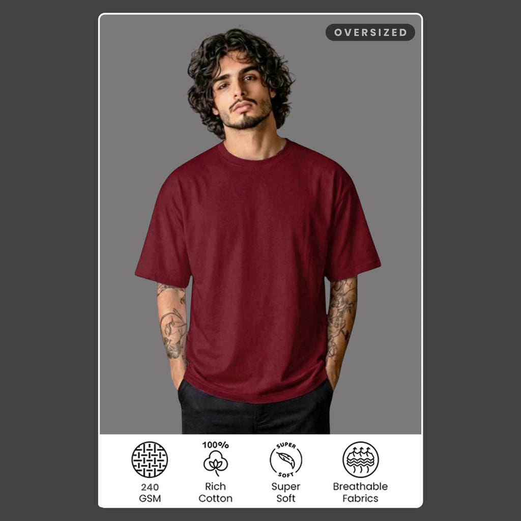 Premium Oversized Heavyweight T-Shirt - 240 GSM 100% Organic Cotton Bio-Washed Streetwear Tee