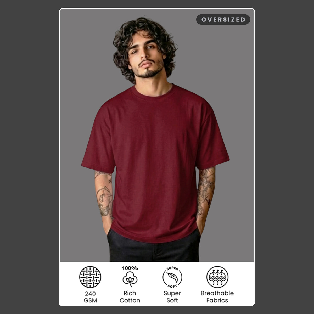 Premium Oversized Heavyweight T-Shirt - 240 GSM 100% Organic Cotton Bio-Washed Streetwear Tee