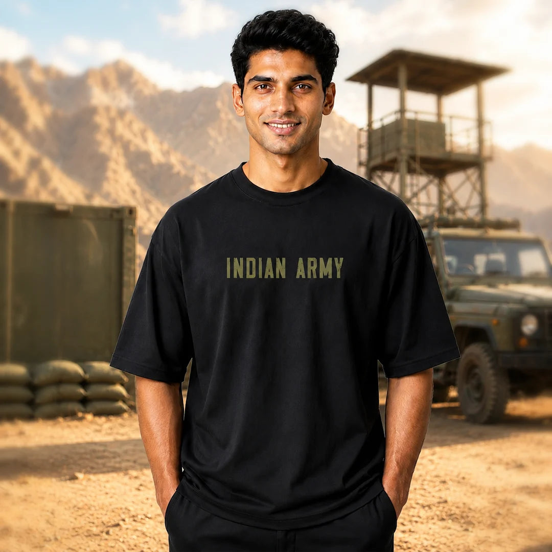The Veteran's Choice: Indian Army Oversized T-Shirt - 240 GSM Pure Cotton