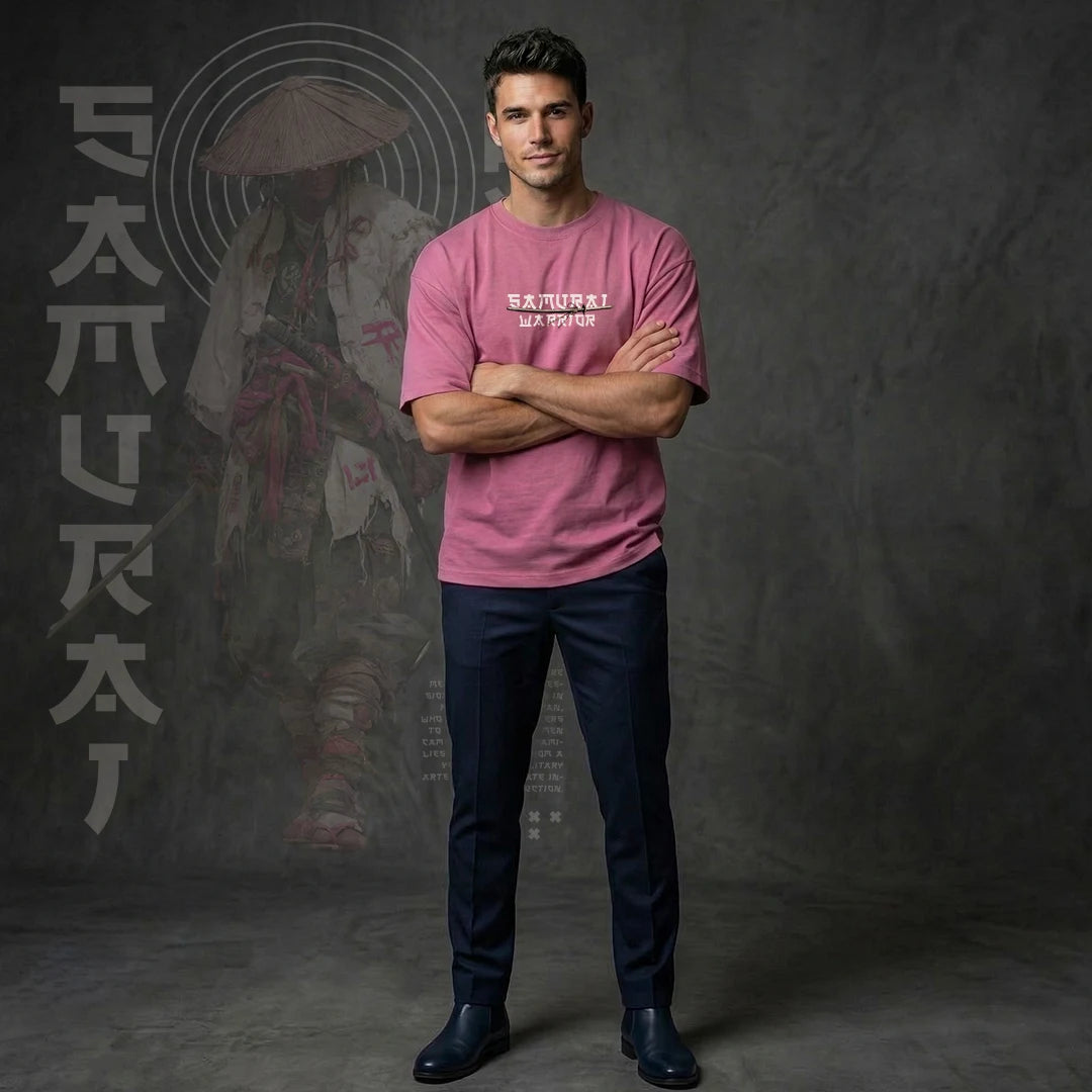 "Samurai Warrior" Graphic Oversized T-Shirt – Onion Pink