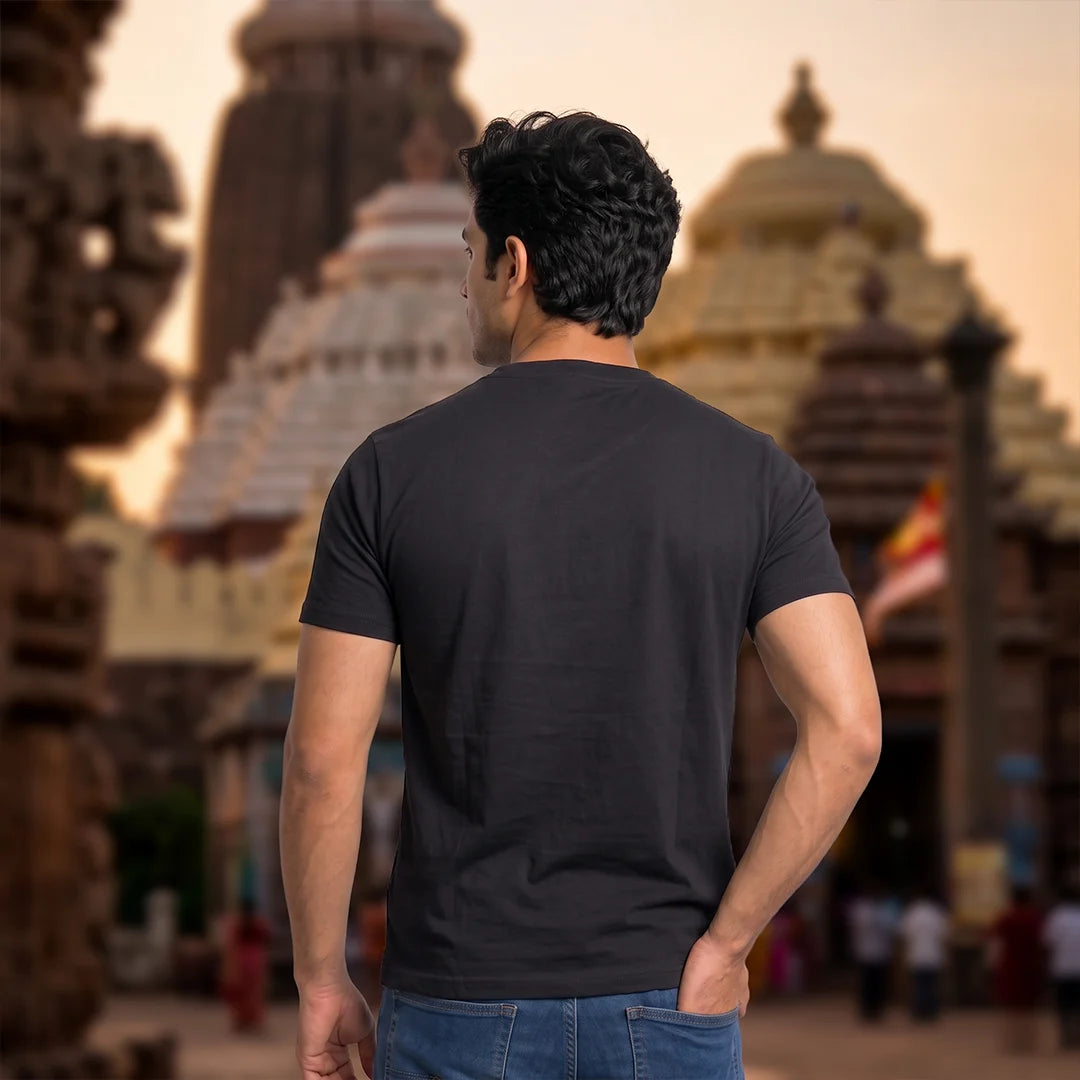 Men's Jagannath Puri Printed Round Neck Regular Fit T-Shirt (180 GSM)