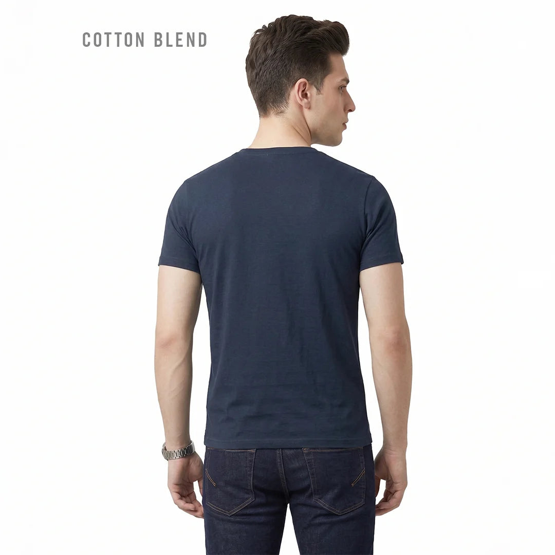 Premium Men's Cotton Blend T-Shirt | 180 GSM Bio-Washed | Excello Embroidered Logo