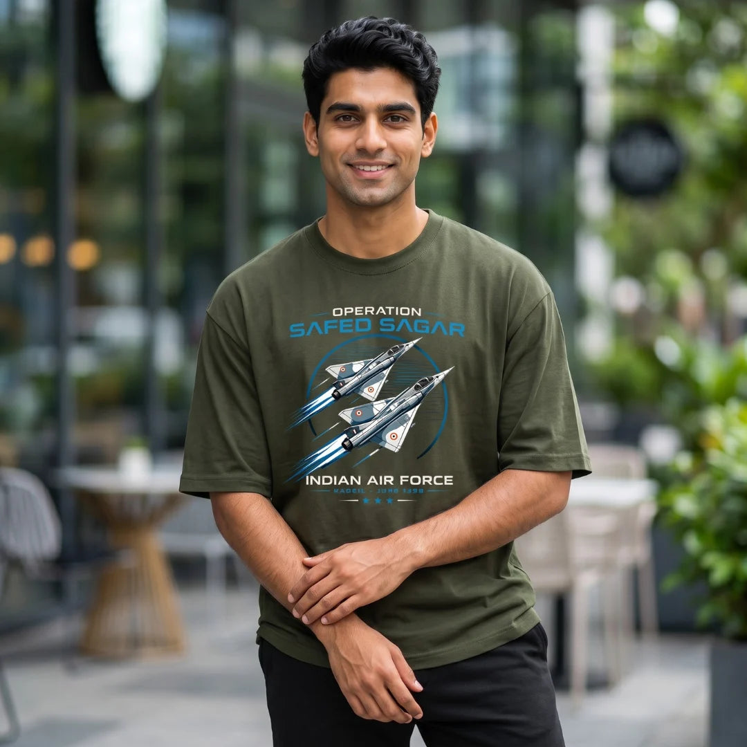 Indian Air Force Operation Safed Sagar Oversized T-Shirt - 240 GSM