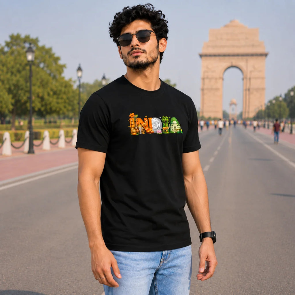 Premium India Heritage Graphic T-Shirt | Independence Edition 180 GSM Pure Cotton Regular Fit Tee