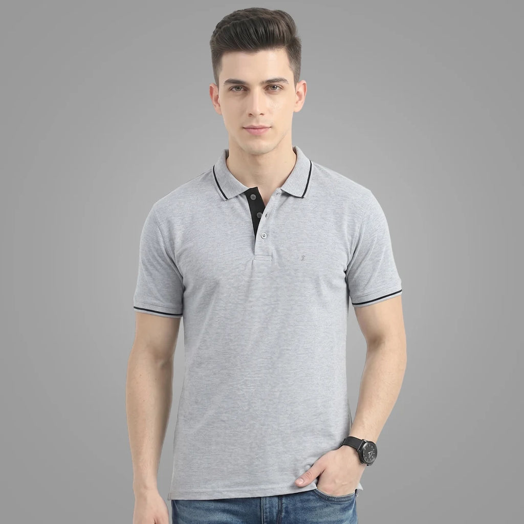 Premium 270 GSM Pure Cotton Biowash Tipping Polo T-Shirt - Heavyweight & Breathable