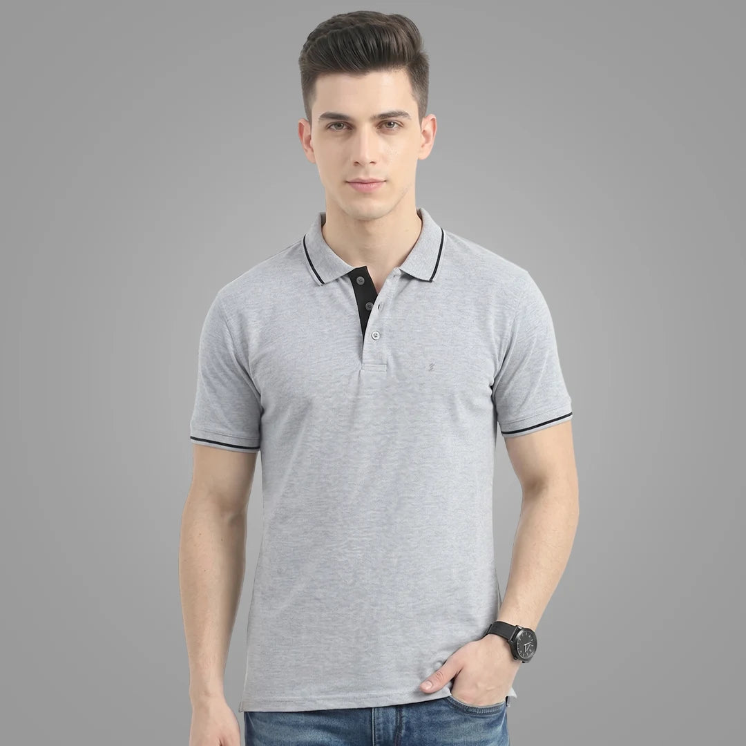 Premium 270 GSM Pure Cotton Biowash Tipping Polo T-Shirt - Heavyweight & Breathable