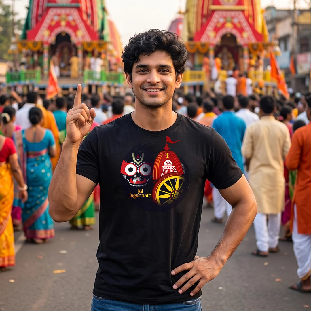 Lord Jagannath Devotional Festival Graphic T-Shirt – 180 GSM Heavyweight Half Sleeve Tee