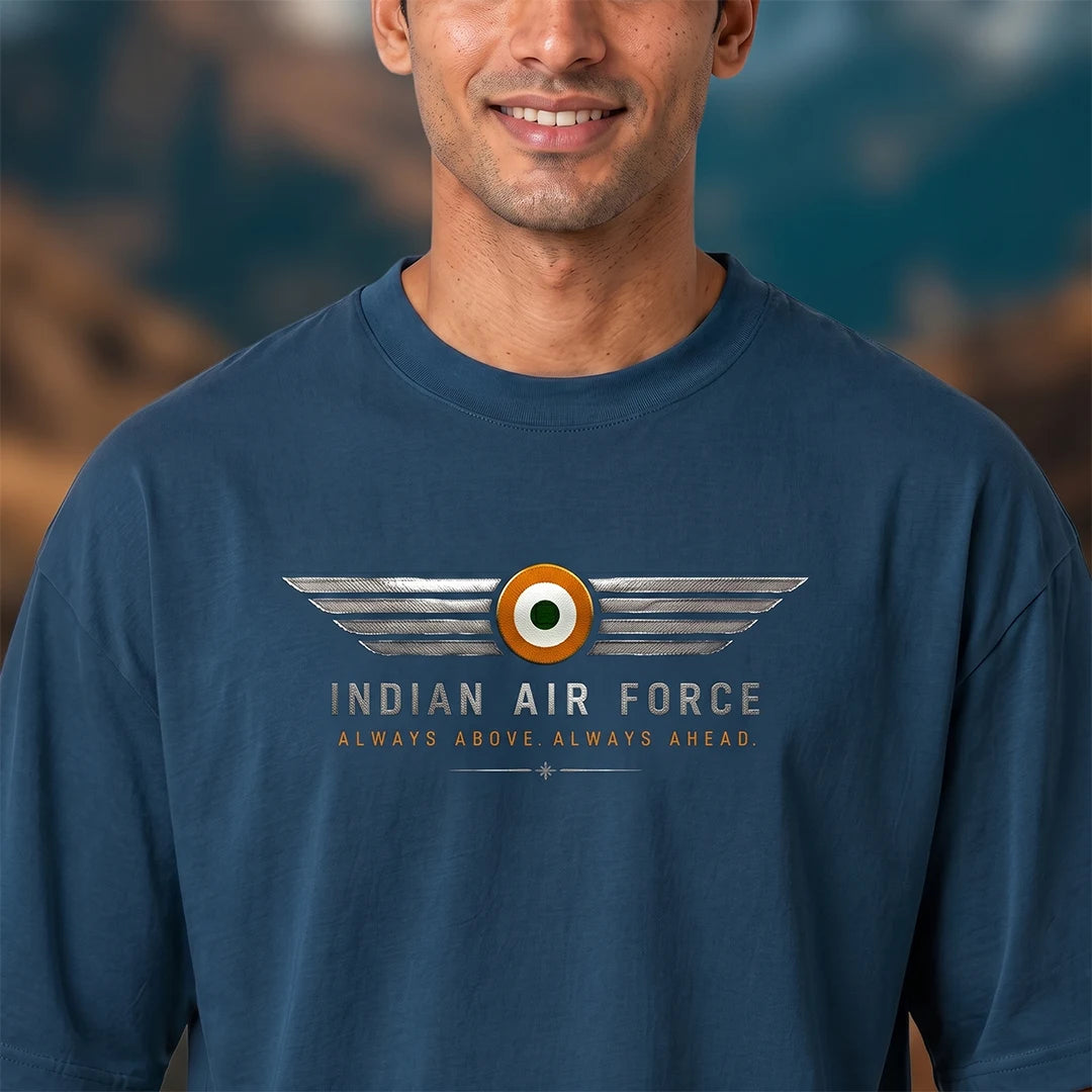 Men's India Air Force Eagle Graphic T-Shirt - 240 GSM Oversized