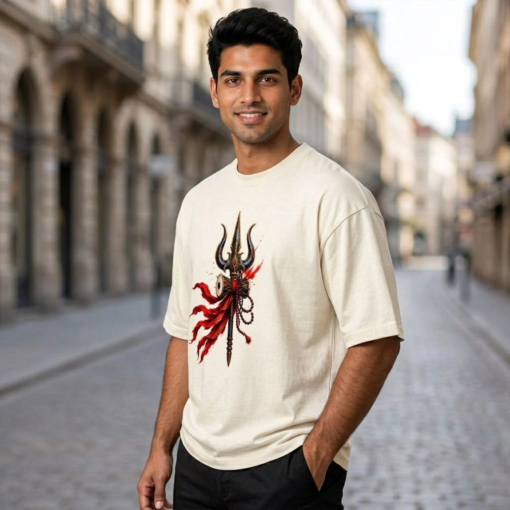 Mahakal Lord Shiva Printed Oversized T-Shirt for Men | Premium 240 GSM Heavyweight Cotton Graphic Streetwear Tee