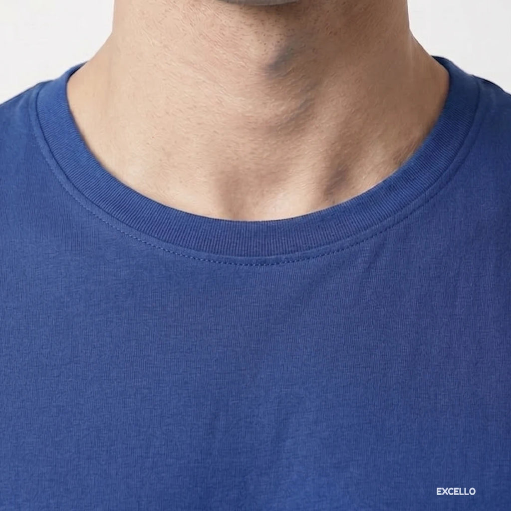 Premium Men's Cotton Blend T-Shirt | 180 GSM Bio-Washed | Excello Embroidered Logo