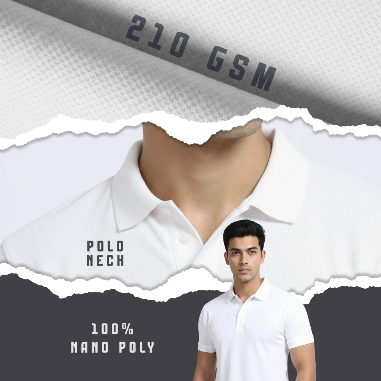 Aeropiq Men’s Premium Polo T-Shirt | 100% Nano Poly with Soft Cotton Feel | 210 GSM Breathable Regular Fit