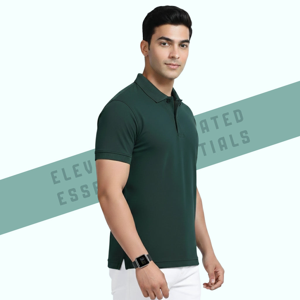 Aeropiq Men’s Premium Polo T-Shirt | 100% Nano Poly with Soft Cotton Feel | 210 GSM Breathable Regular Fit