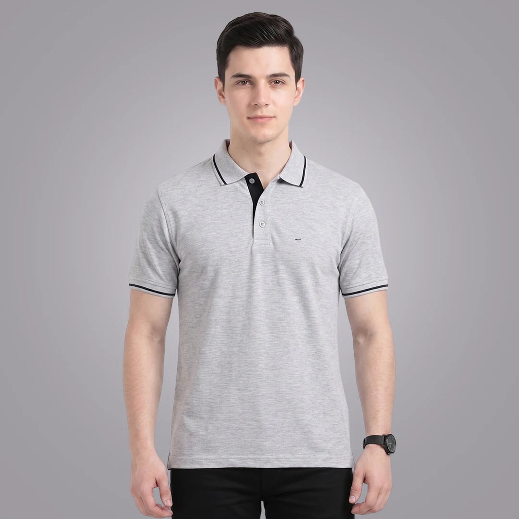 Premium Pure Cotton Regular Fit Tipping Polo Shirt - 270 GSM Bio-Washed