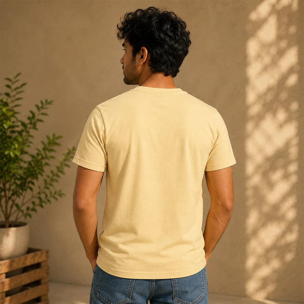 Men's Pure Cotton Regular Fit Kedarnath Tricolor Printed T-Shirt | 180 GSM Bio-Washed Spiritual Graphic Tee