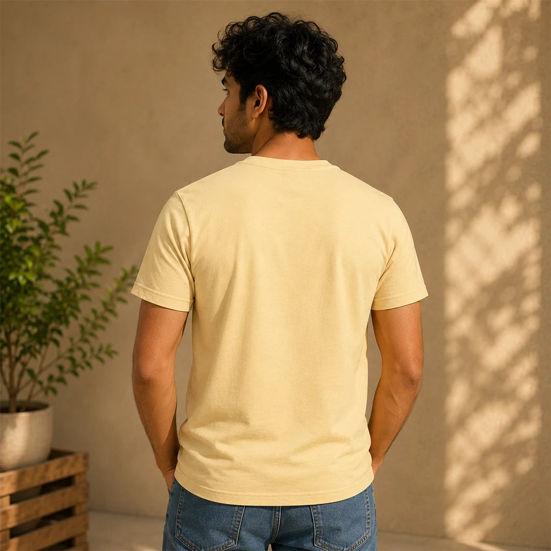 Men's Pure Cotton Regular Fit Kedarnath Tricolor Printed T-Shirt | 180 GSM Bio-Washed Spiritual Graphic Tee