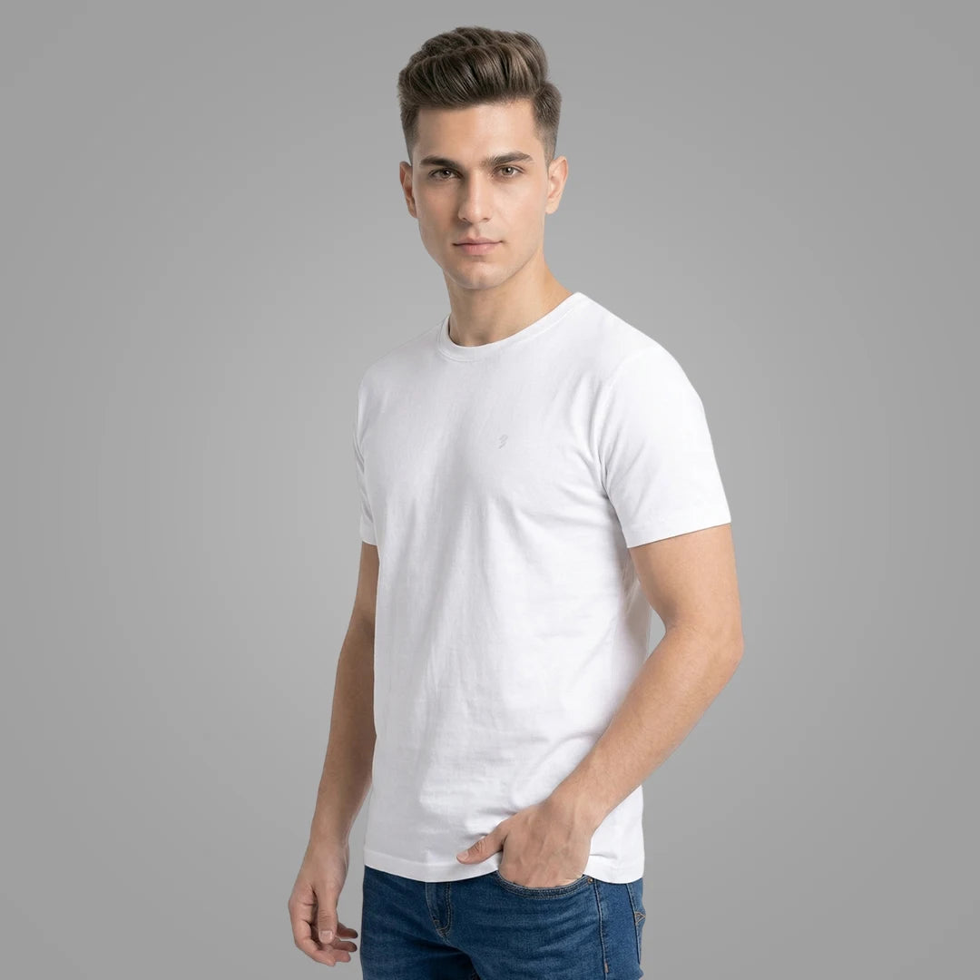 Men's Regular Fit Crew Neck T-Shirt, 100% Pure Cotton, 180 GSM, Breathable Everyday Wear